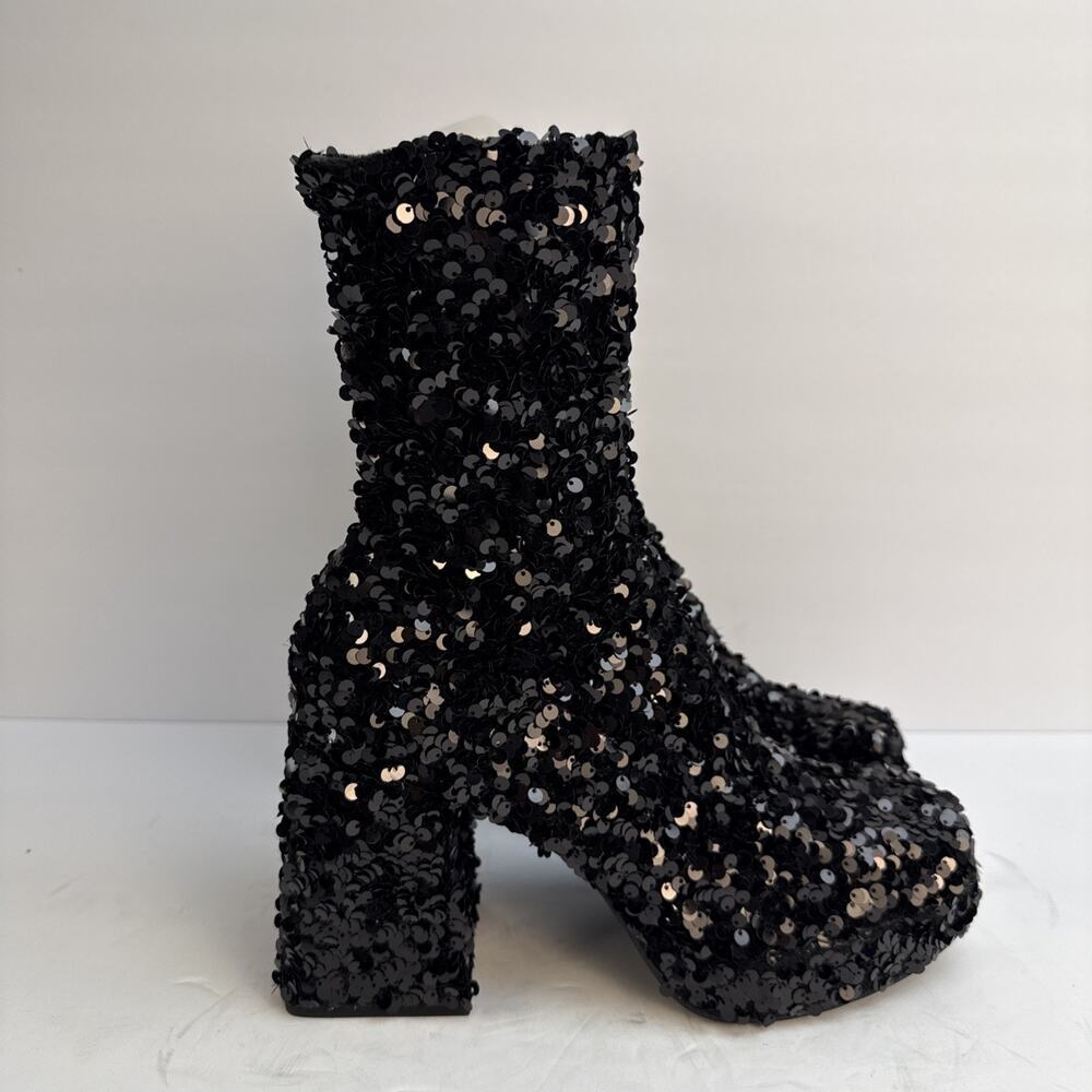 Abound‎ Women's Size 7M Black Sequin Side Zip Platform Ankle Boots NWOB - Picture 3 of 11